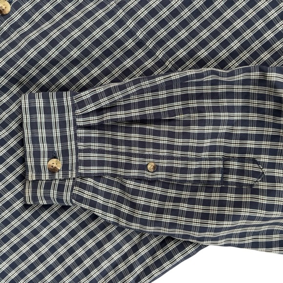 The North Face Navy Plaid Shirt Sz XL Zip Chest Pocket Roll Tab Sleeve Casual - Picture 3 of 4